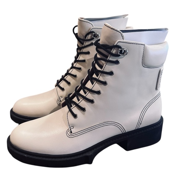 Coach Shoes - Coach Lorimer Leather Chalk Combat Lace Up Lug Boots NEW! Size 10 B